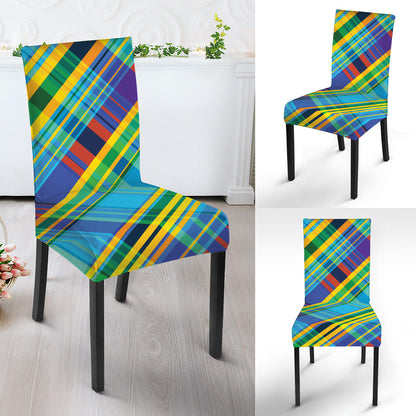Colorful Tartan Pattern Print Dining Chair Slipcover