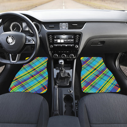 Colorful Tartan Pattern Print Front and Back Car Floor Mats