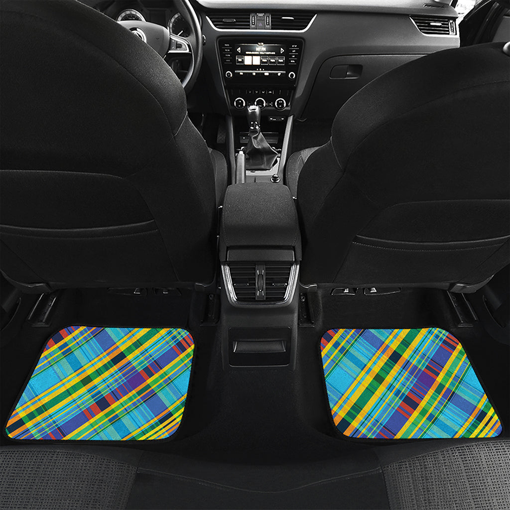 Colorful Tartan Pattern Print Front and Back Car Floor Mats
