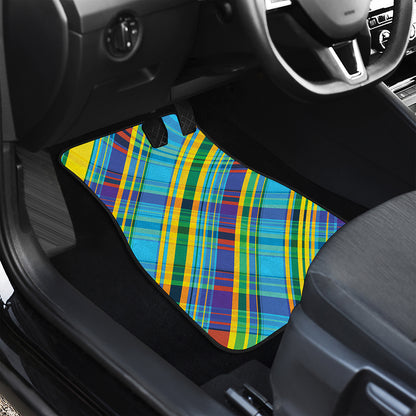 Colorful Tartan Pattern Print Front and Back Car Floor Mats