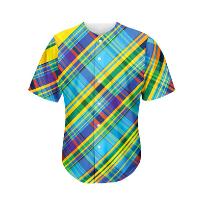 Colorful Tartan Pattern Print Men's Baseball Jersey