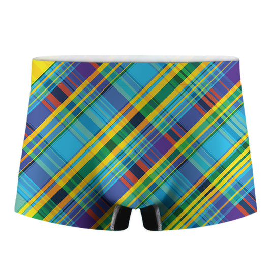 Colorful Tartan Pattern Print Men's Boxer Briefs
