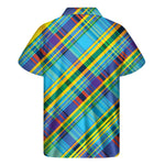 Colorful Tartan Pattern Print Men's Short Sleeve Shirt