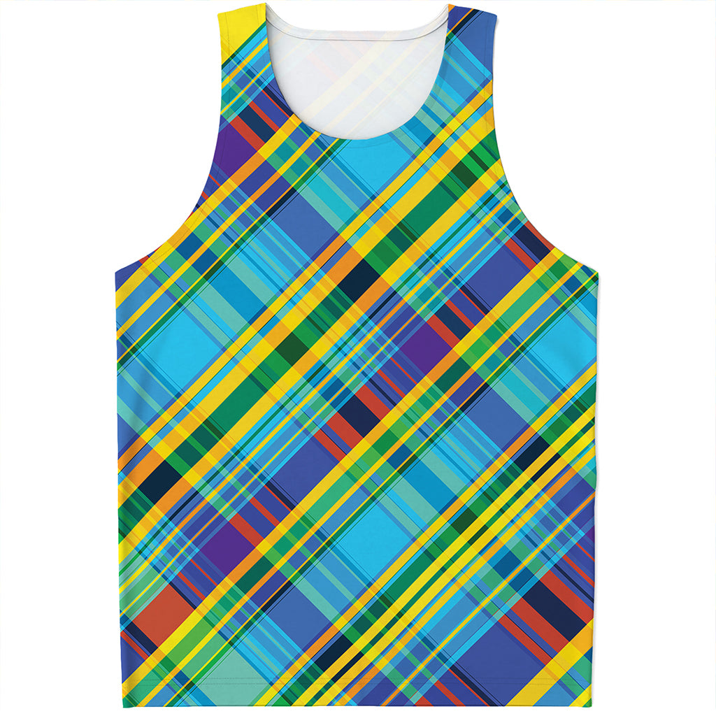 Colorful Tartan Pattern Print Men's Tank Top