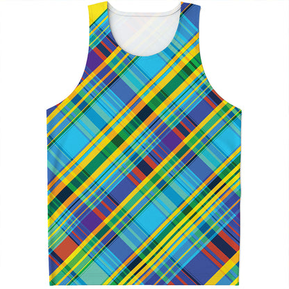 Colorful Tartan Pattern Print Men's Tank Top