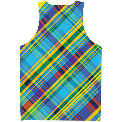 Colorful Tartan Pattern Print Men's Tank Top