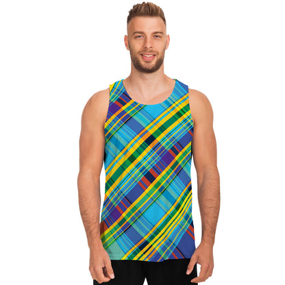 Colorful Tartan Pattern Print Men's Tank Top