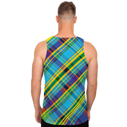 Colorful Tartan Pattern Print Men's Tank Top