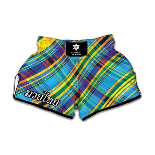 Colorful Tartan Pattern Print Muay Thai Boxing Shorts