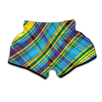 Colorful Tartan Pattern Print Muay Thai Boxing Shorts