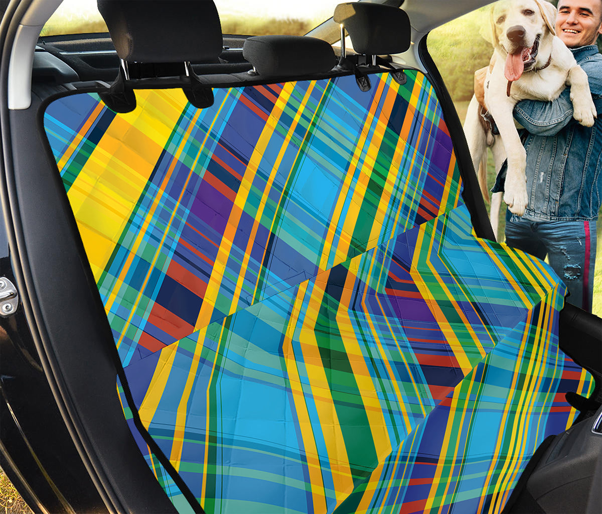 Colorful Tartan Pattern Print Pet Car Back Seat Cover