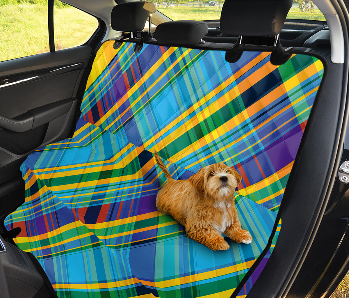 Colorful Tartan Pattern Print Pet Car Back Seat Cover