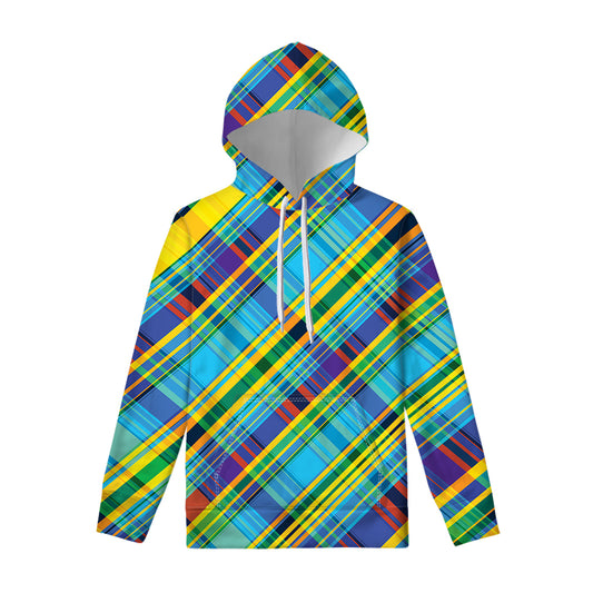 Colorful Tartan Pattern Print Pullover Hoodie