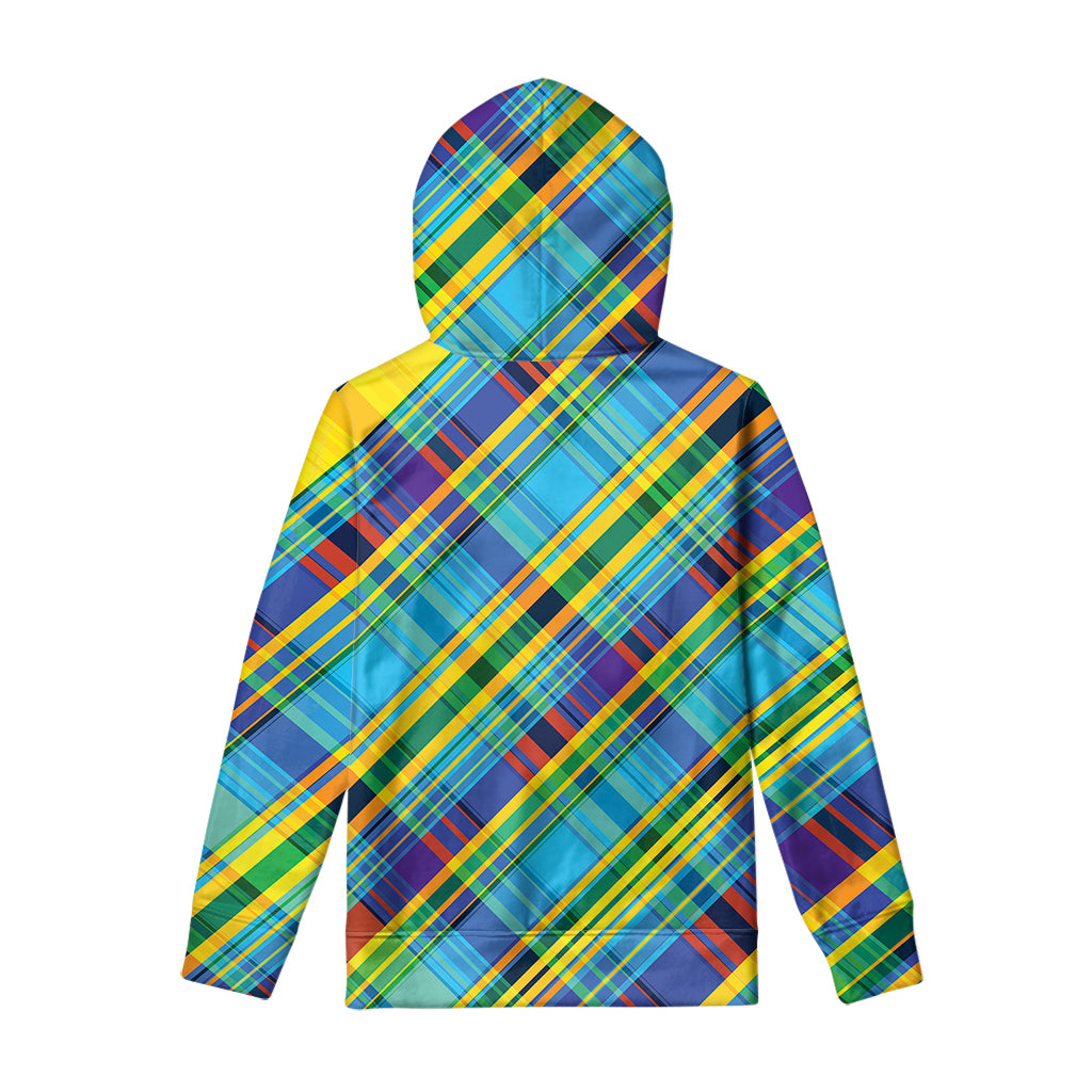 Colorful Tartan Pattern Print Pullover Hoodie