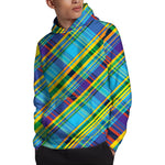 Colorful Tartan Pattern Print Pullover Hoodie