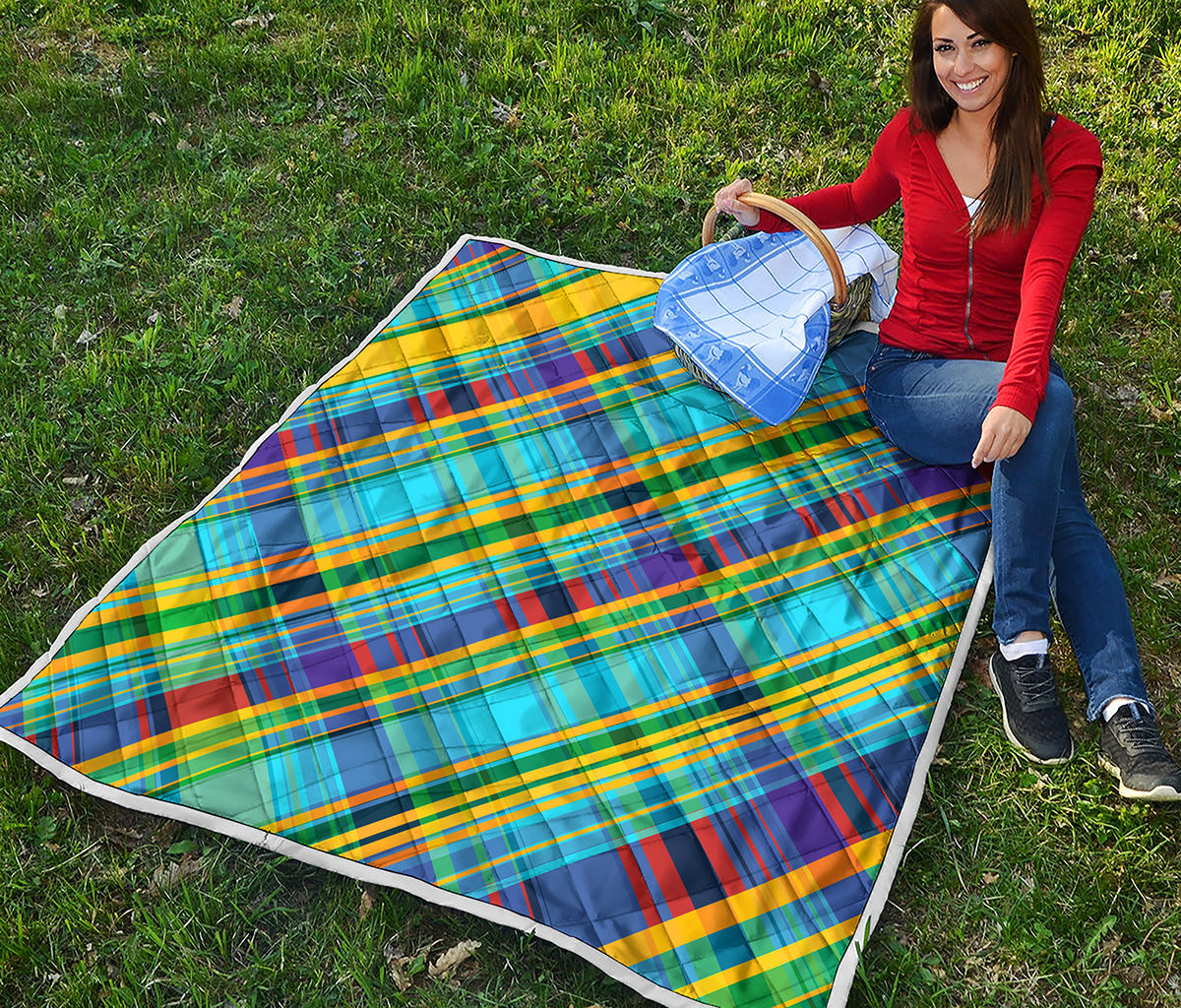 Colorful Tartan Pattern Print Quilt