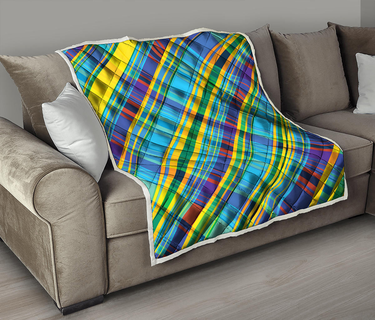 Colorful Tartan Pattern Print Quilt