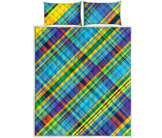 Colorful Tartan Pattern Print Quilt Bed Set
