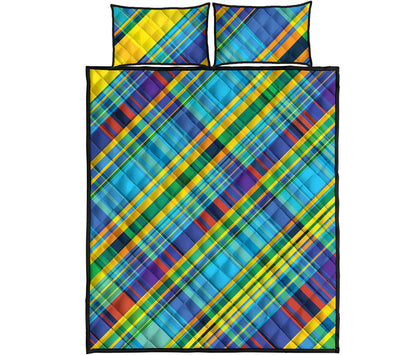 Colorful Tartan Pattern Print Quilt Bed Set