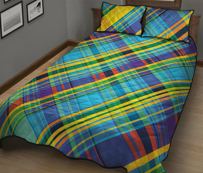 Colorful Tartan Pattern Print Quilt Bed Set