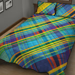 Colorful Tartan Pattern Print Quilt Bed Set