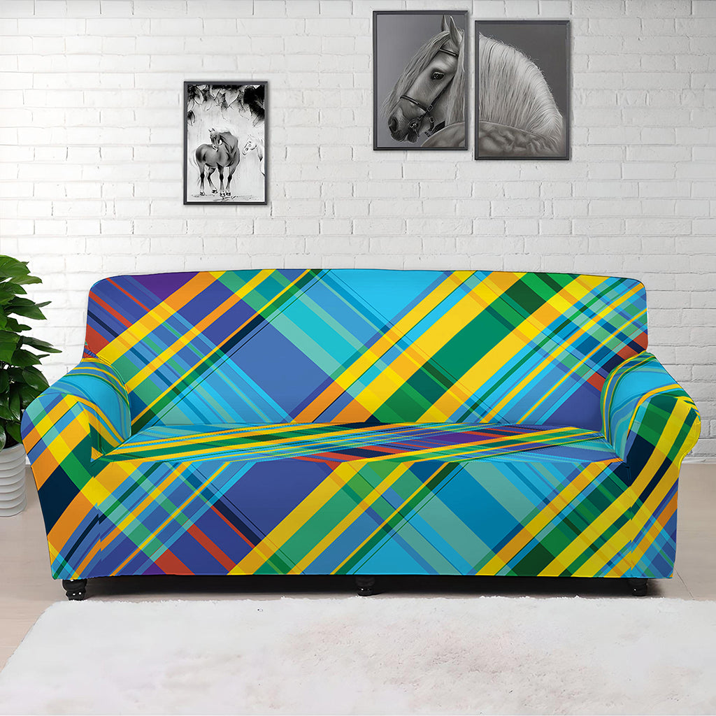 Colorful Tartan Pattern Print Sofa Cover