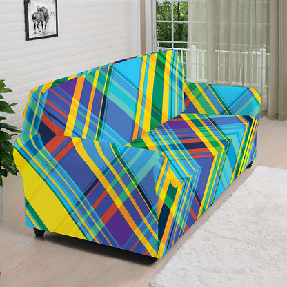 Colorful Tartan Pattern Print Sofa Cover