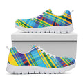 Colorful Tartan Pattern Print White Running Shoes