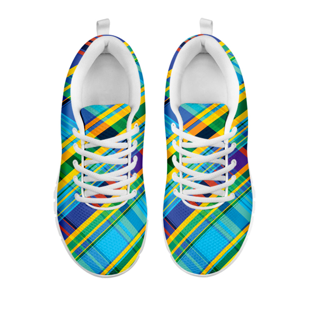 Colorful Tartan Pattern Print White Sneakers