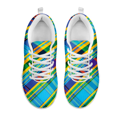 Colorful Tartan Pattern Print White Sneakers