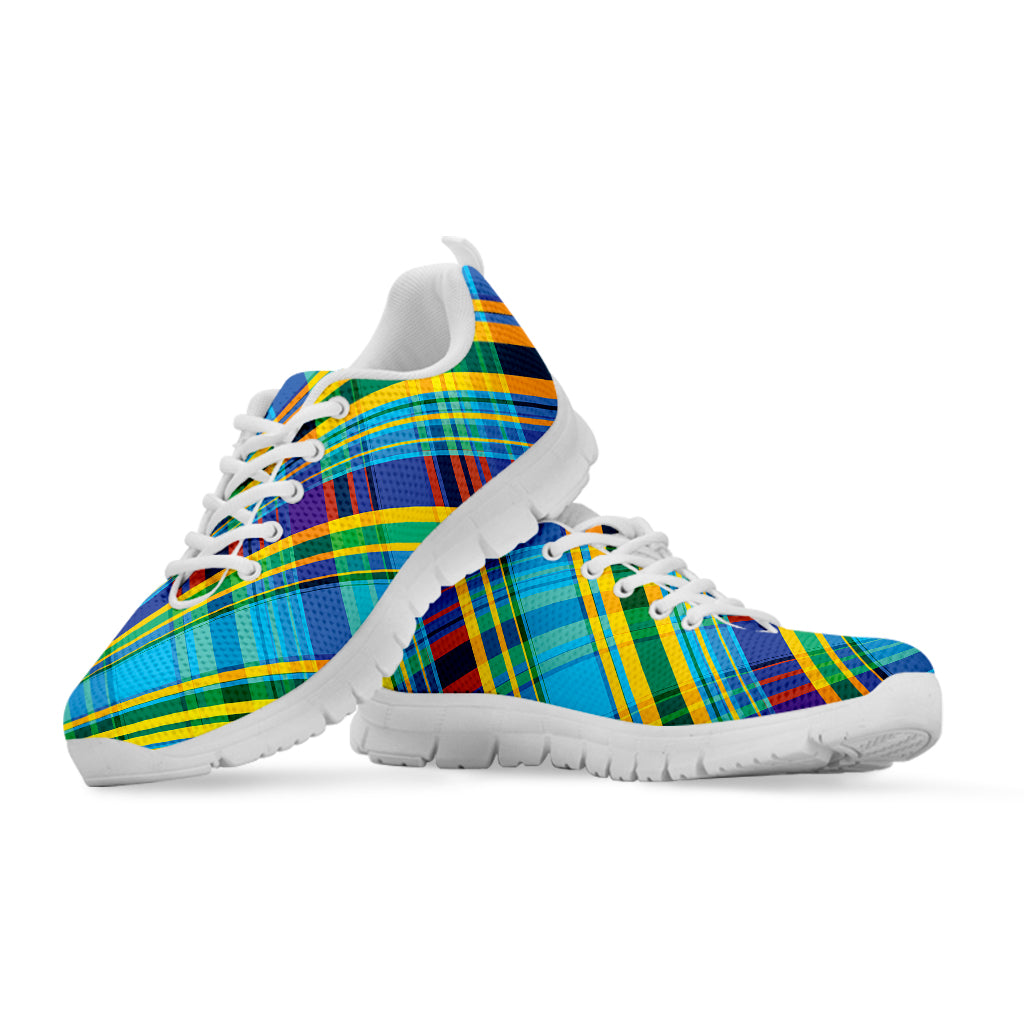 Colorful Tartan Pattern Print White Sneakers