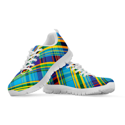 Colorful Tartan Pattern Print White Sneakers