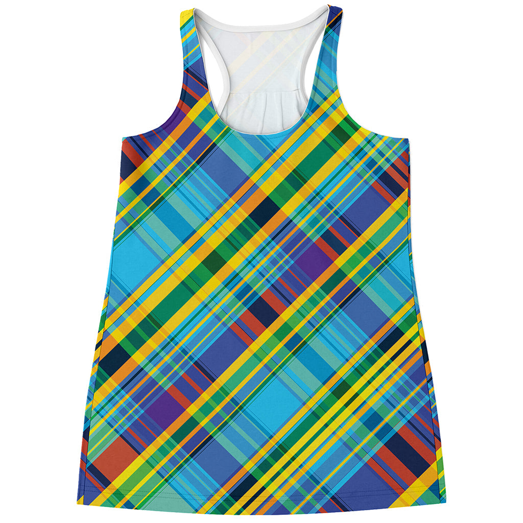 Colorful Tartan Pattern Print Women's Racerback Tank Top