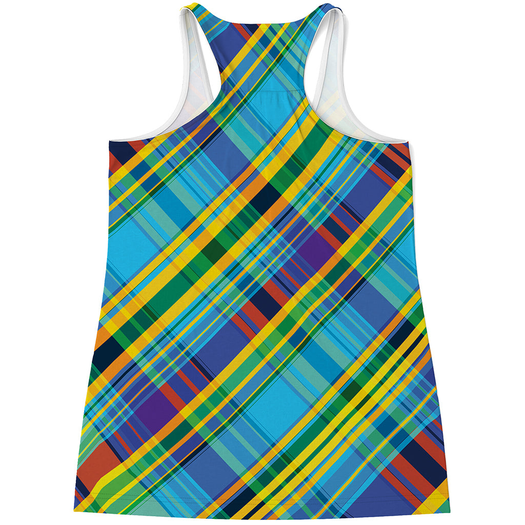 Colorful Tartan Pattern Print Women's Racerback Tank Top