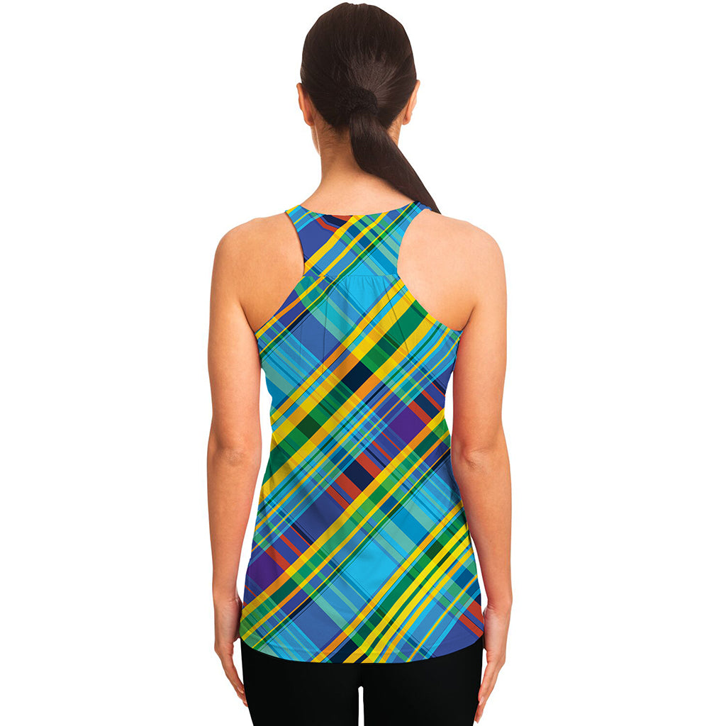 Colorful Tartan Pattern Print Women's Racerback Tank Top