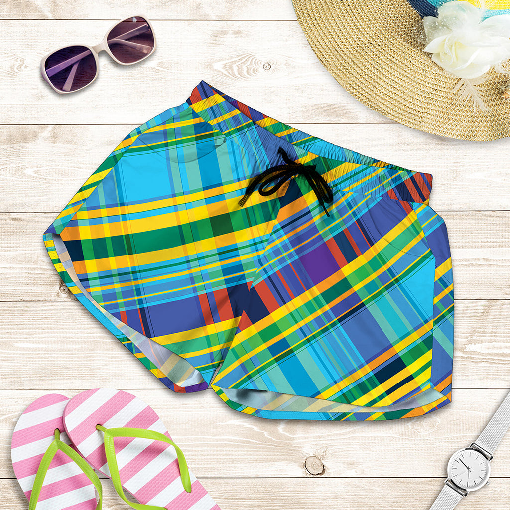 Colorful Tartan Pattern Print Women's Shorts