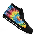 Colorful Tie Dye Print Black High Top Shoes