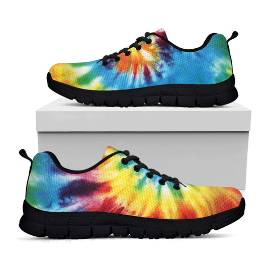 Colorful Tie Dye Print Black Sneakers