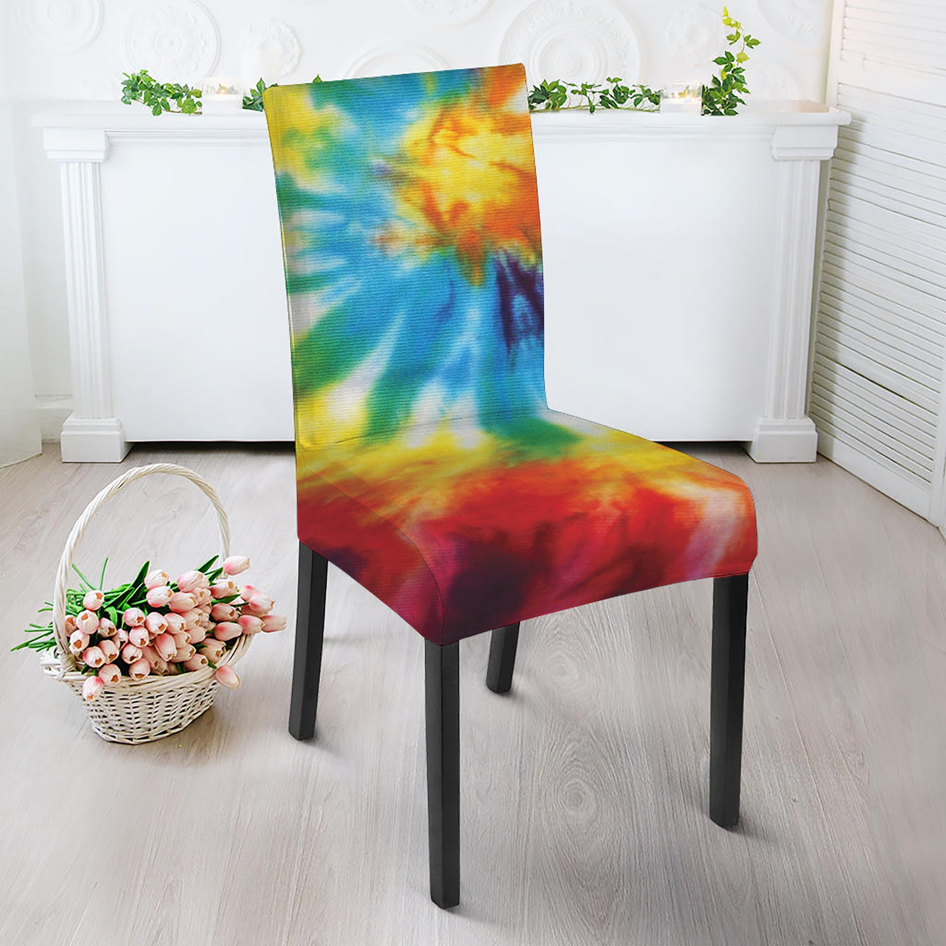 Colorful Tie Dye Print Dining Chair Slipcover