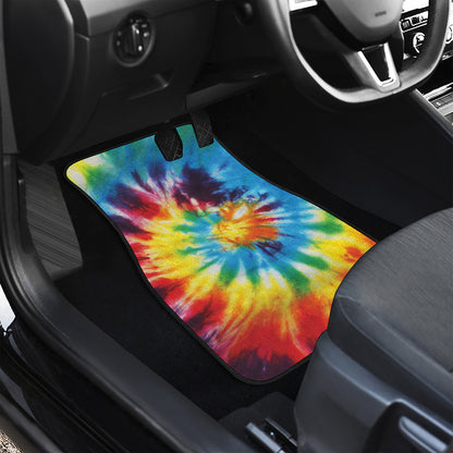 Colorful Tie Dye Print Front and Back Car Floor Mats