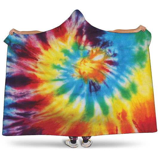 Colorful Tie Dye Print Hooded Blanket