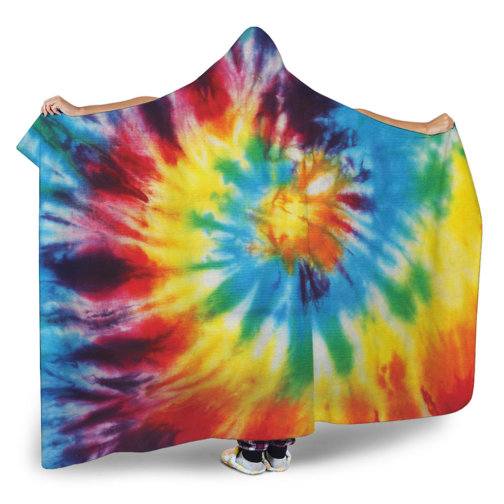 Colorful Tie Dye Print Hooded Blanket
