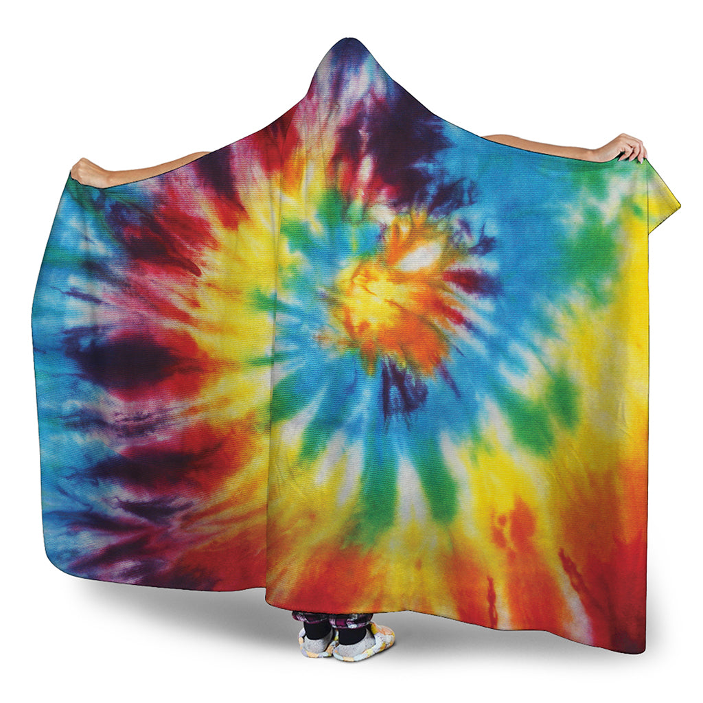 Colorful Tie Dye Print Hooded Blanket