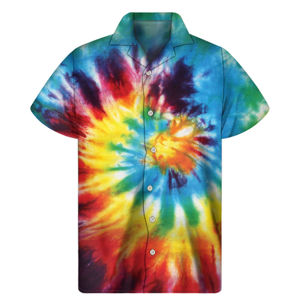 Colorful Tie Dye Print Men's Short Sleeve Shirt