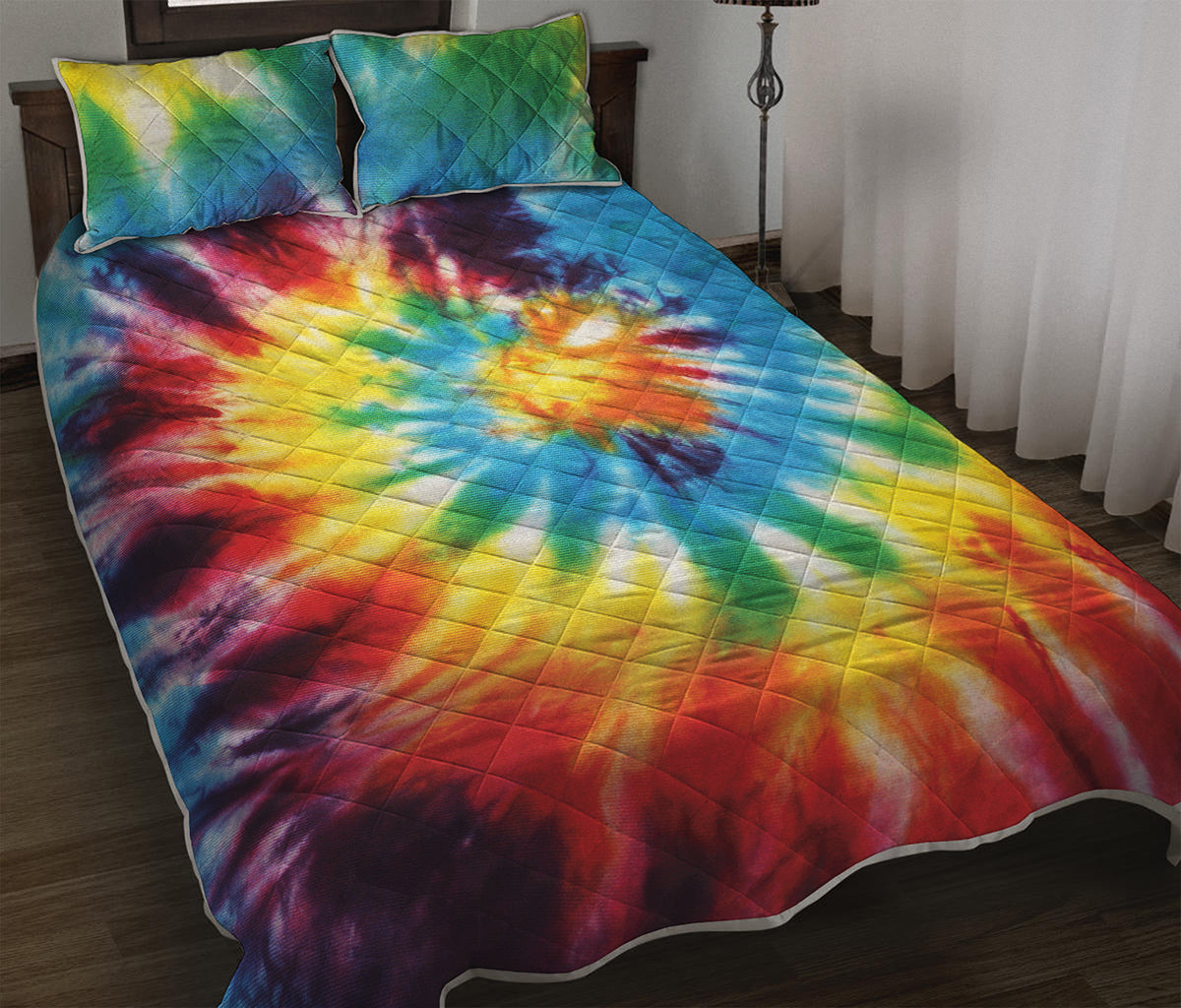 Colorful Tie Dye Print Quilt Bed Set