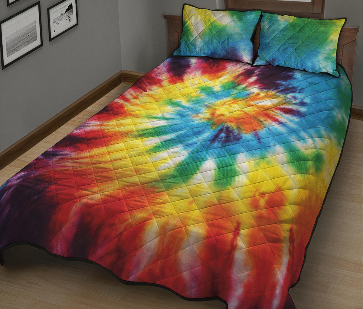 Colorful Tie Dye Print Quilt Bed Set