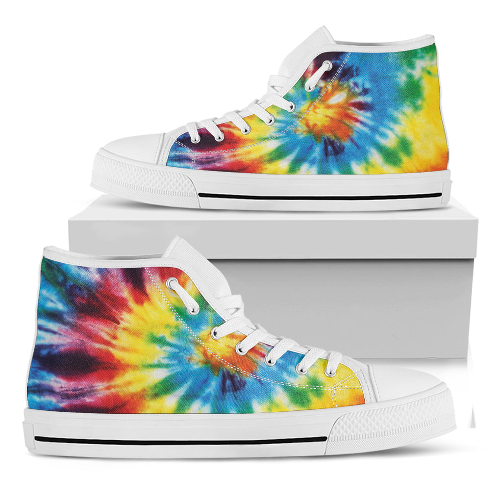 Colorful Tie Dye Print White High Top Shoes