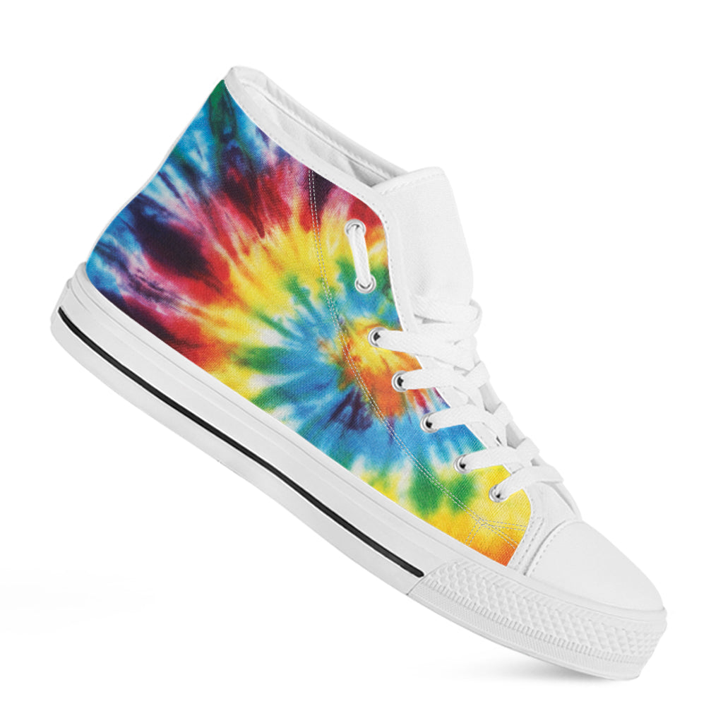 Colorful Tie Dye Print White High Top Shoes