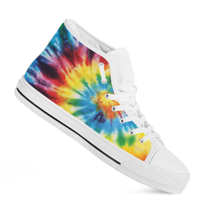Colorful Tie Dye Print White High Top Shoes