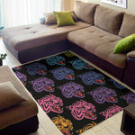 Colorful Tiger Head Pattern Print Area Rug